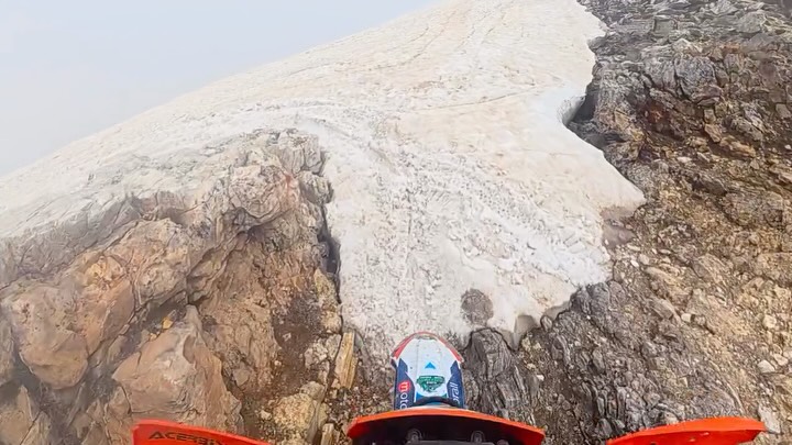 Rider view on a steep rocky trail