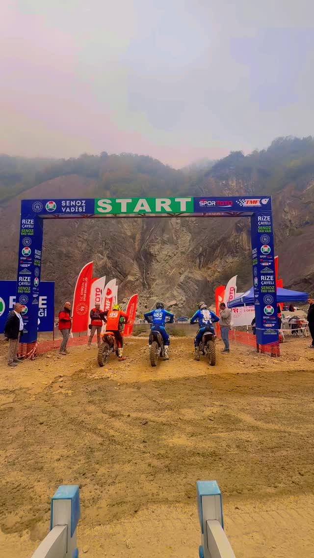 Enduro riders at a mountain race start