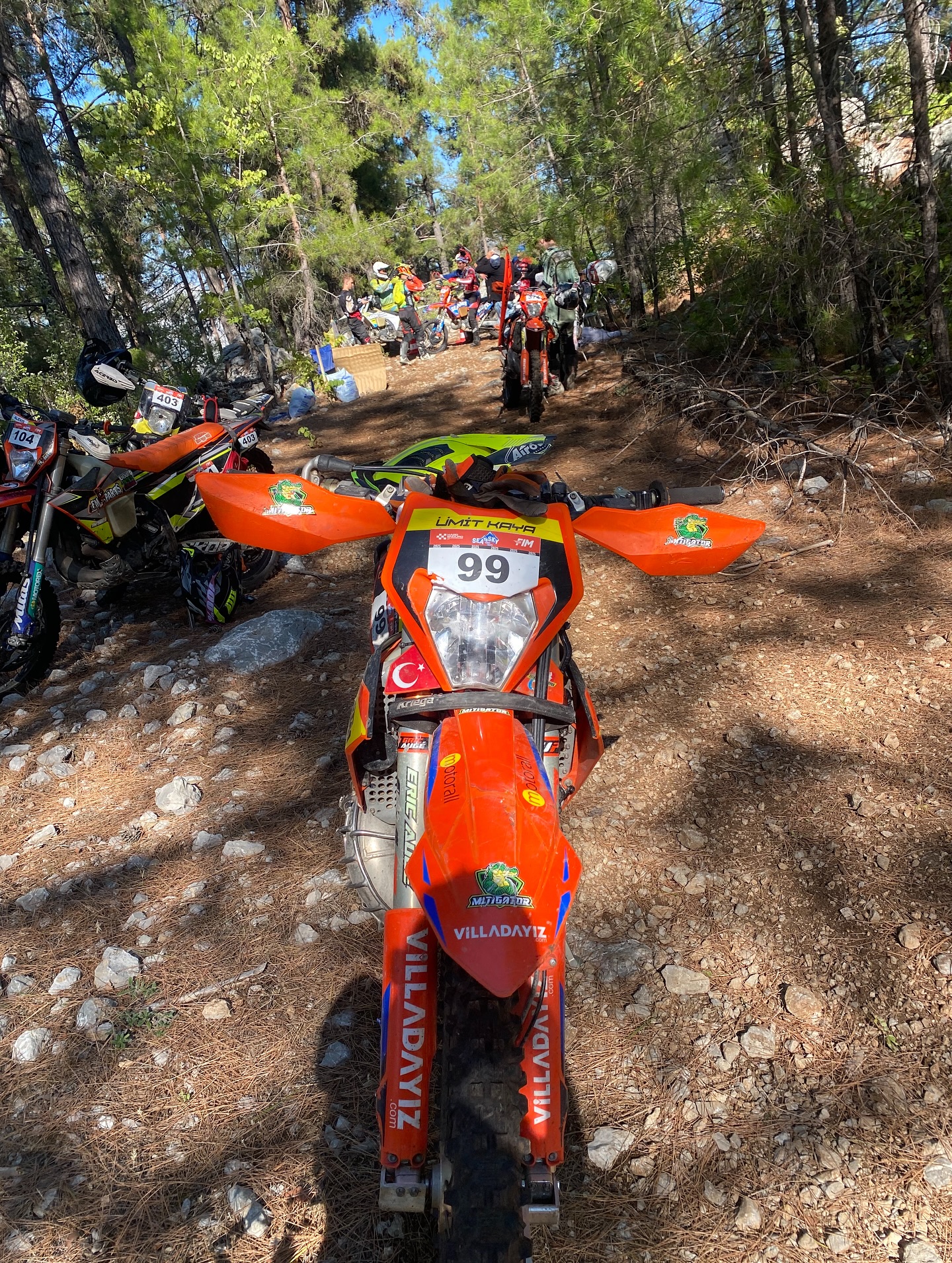 KTM enduro bike on a forest trail