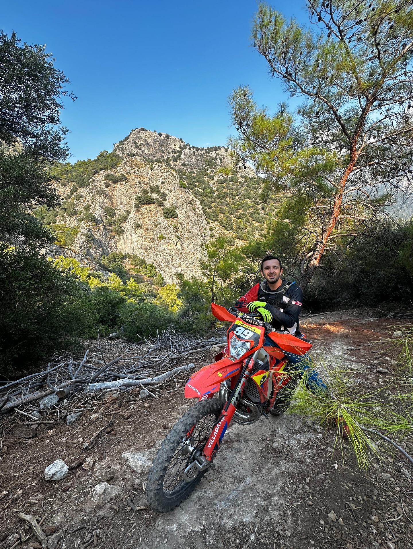 Rider and enduro bike in the Lycian mountains